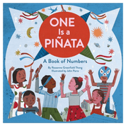 Book cover of 'One Is a Piñata' with children and colorful design