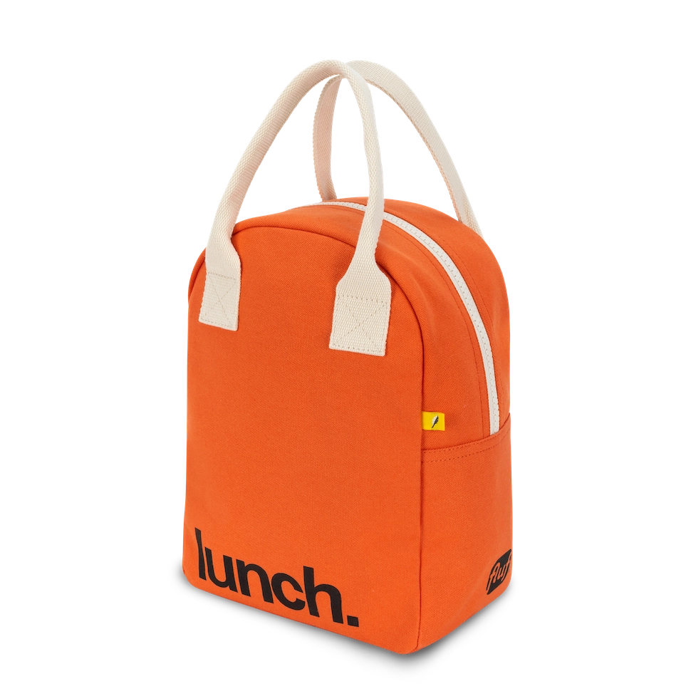 Orange Organic Cotton Zipper Lunch Bag