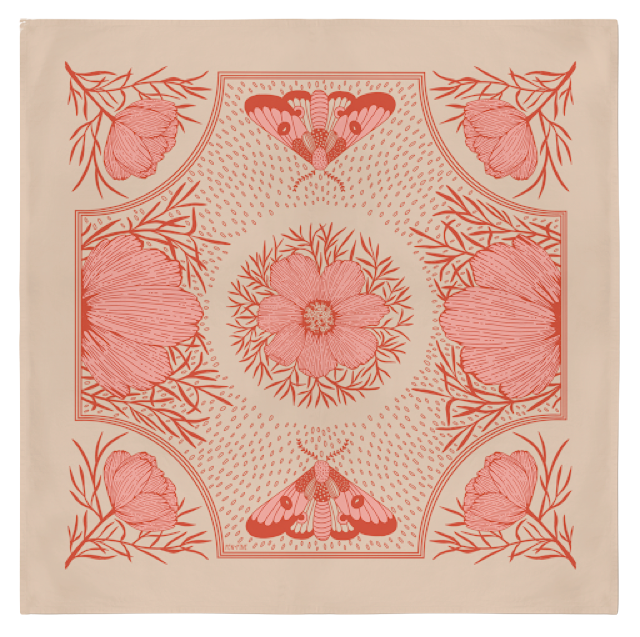 Pink Cosmos Silk Screened Bandana