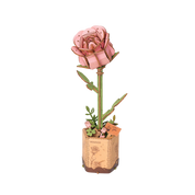 3D Wooden Flower Puzzle: Pink Rose
