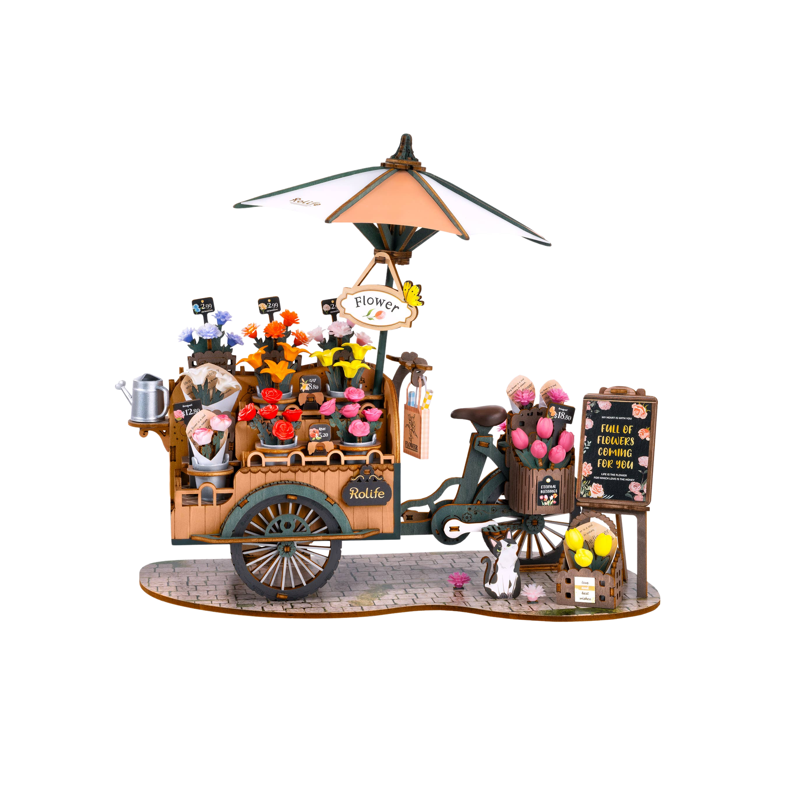 3D Wooden Puzzle: Blossom Cart