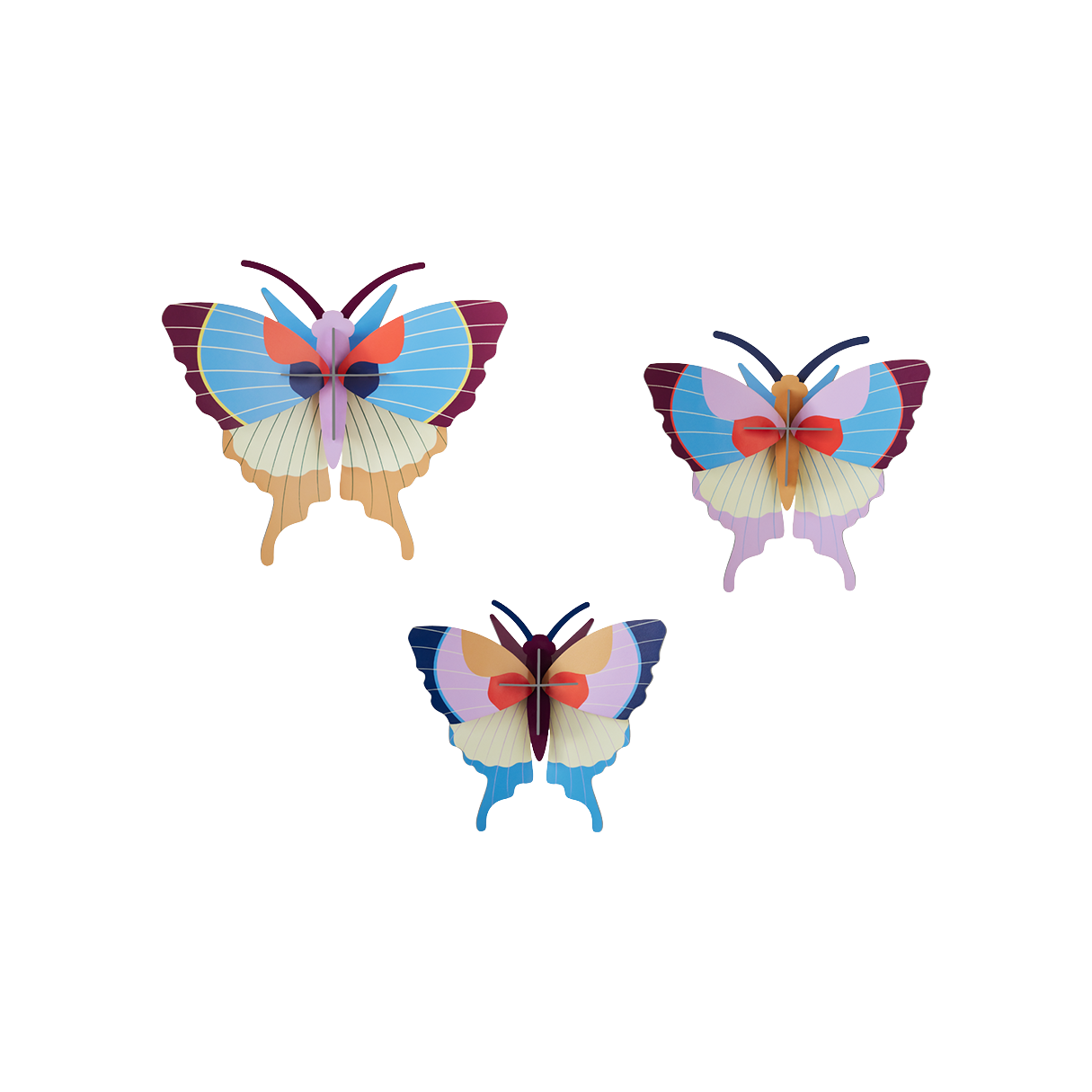 Plum Fringe Butterflies Set of 3 - DIY Wall Art Kit