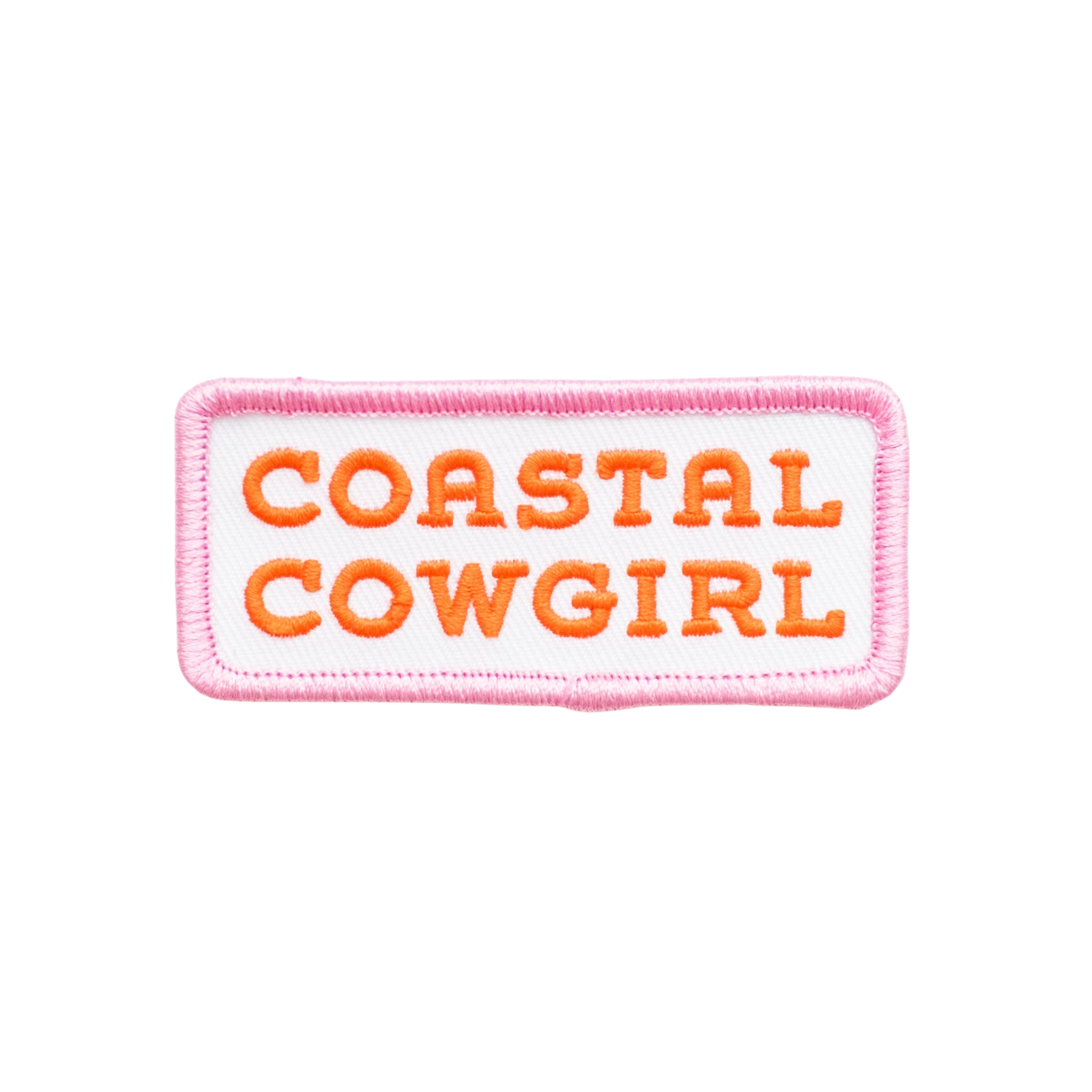 Coastal Cowgirl Embroidered Iron on Patch (Pink+Orange)