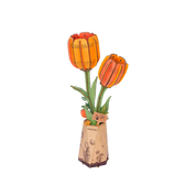 3D Wooden Flower Puzzle: Orange Tulip