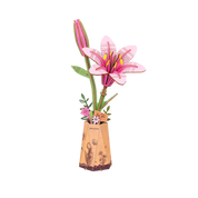 3D Wooden Flower Puzzle: Pink Lilly