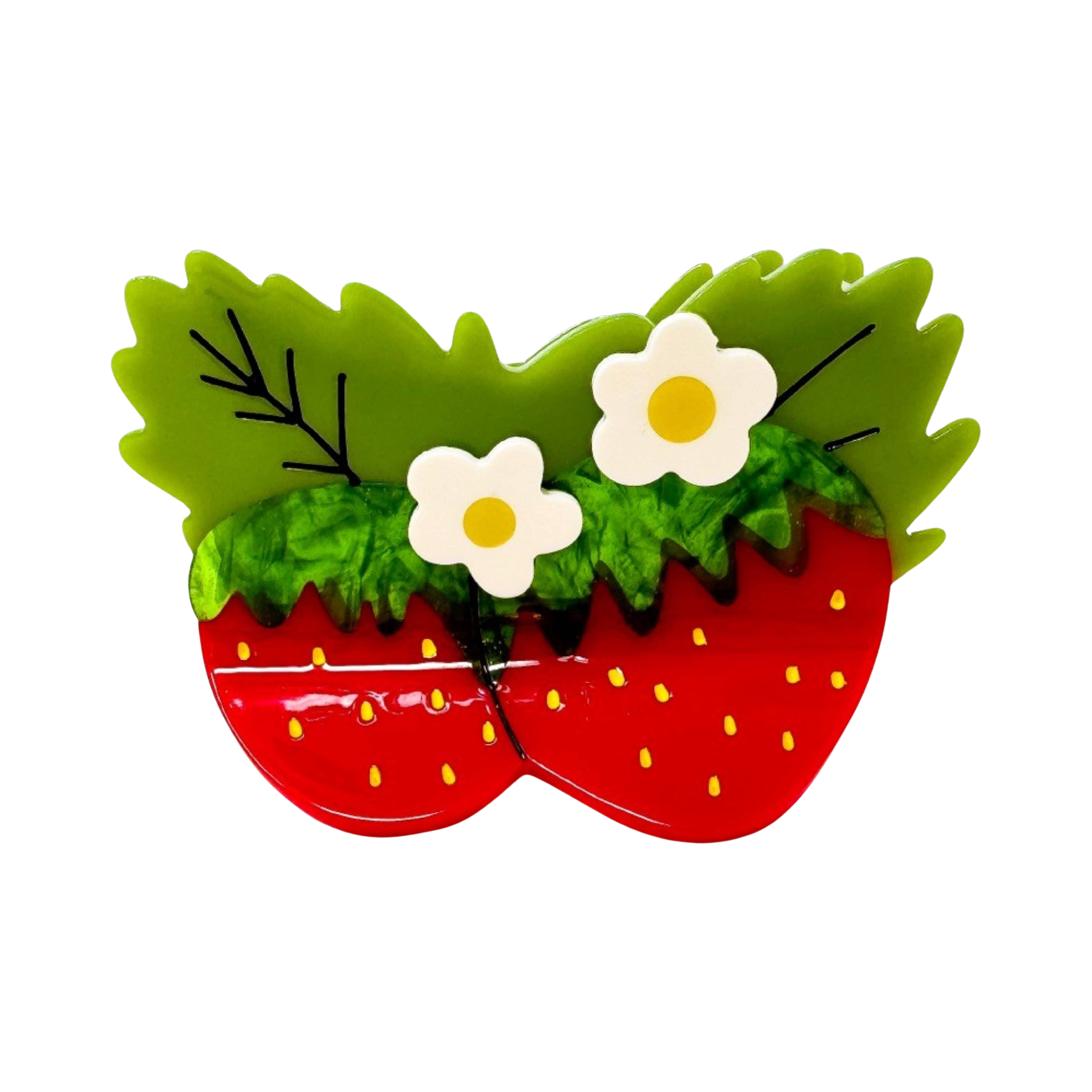 Large Strawberries and Flowers Hair Claw Clip