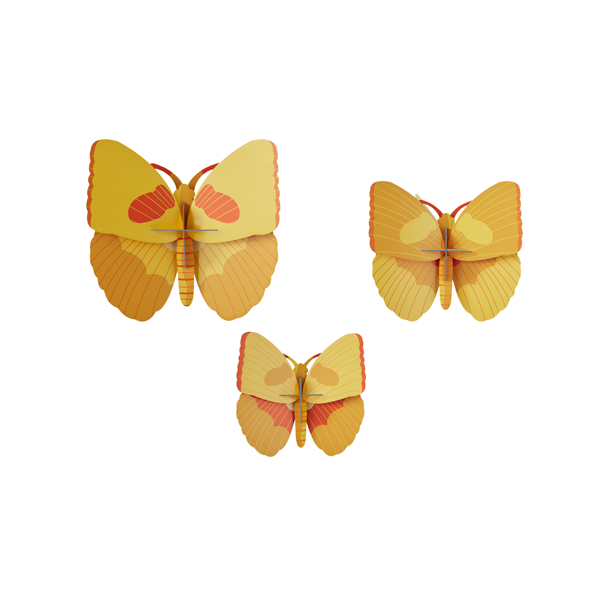 Yellow Butterflies Set of 3: 3D DIY Wall Art Kit