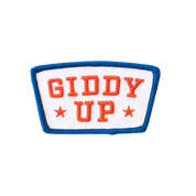 Giddy Up Embroidered Iron on Patch - Red, White and Blue