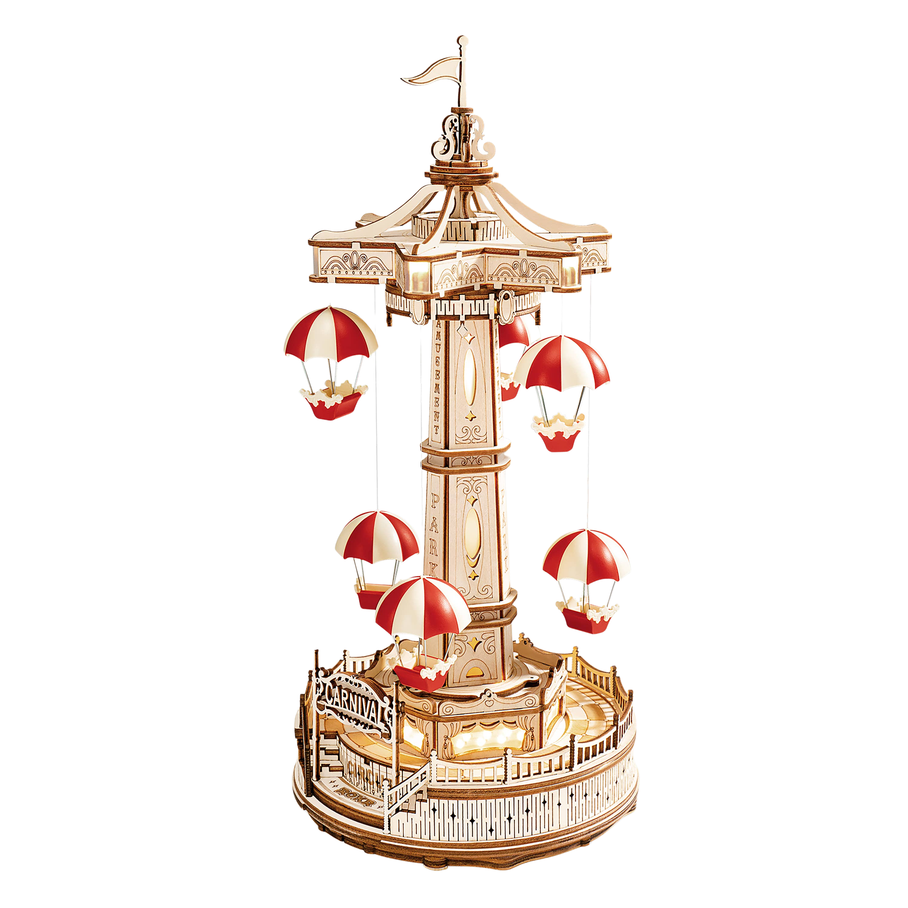 Parachute Tower: Electro-Mechanical Wooden Puzzle