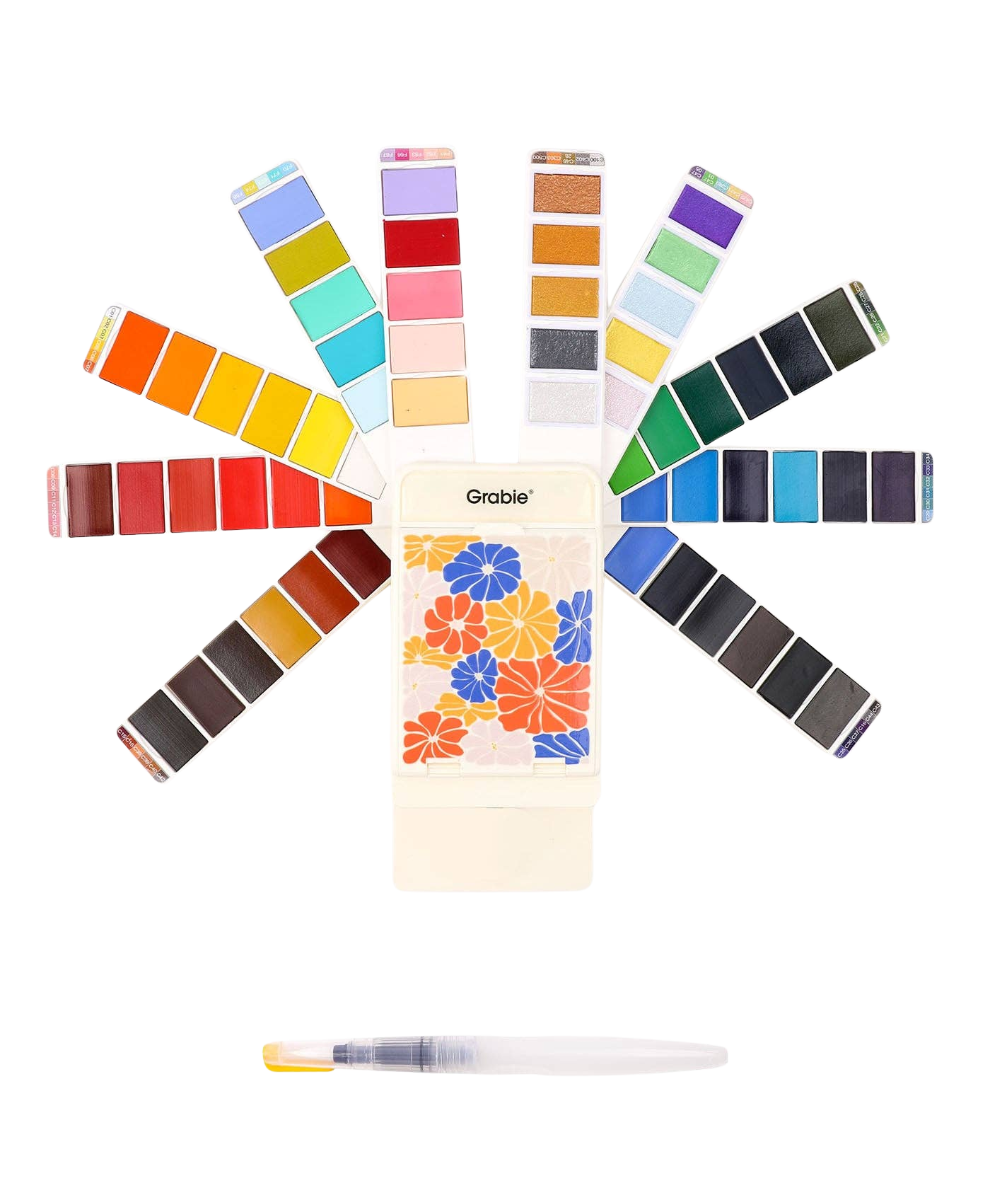 Foldable Watercolor Set Of 56 With Water Brush Pen