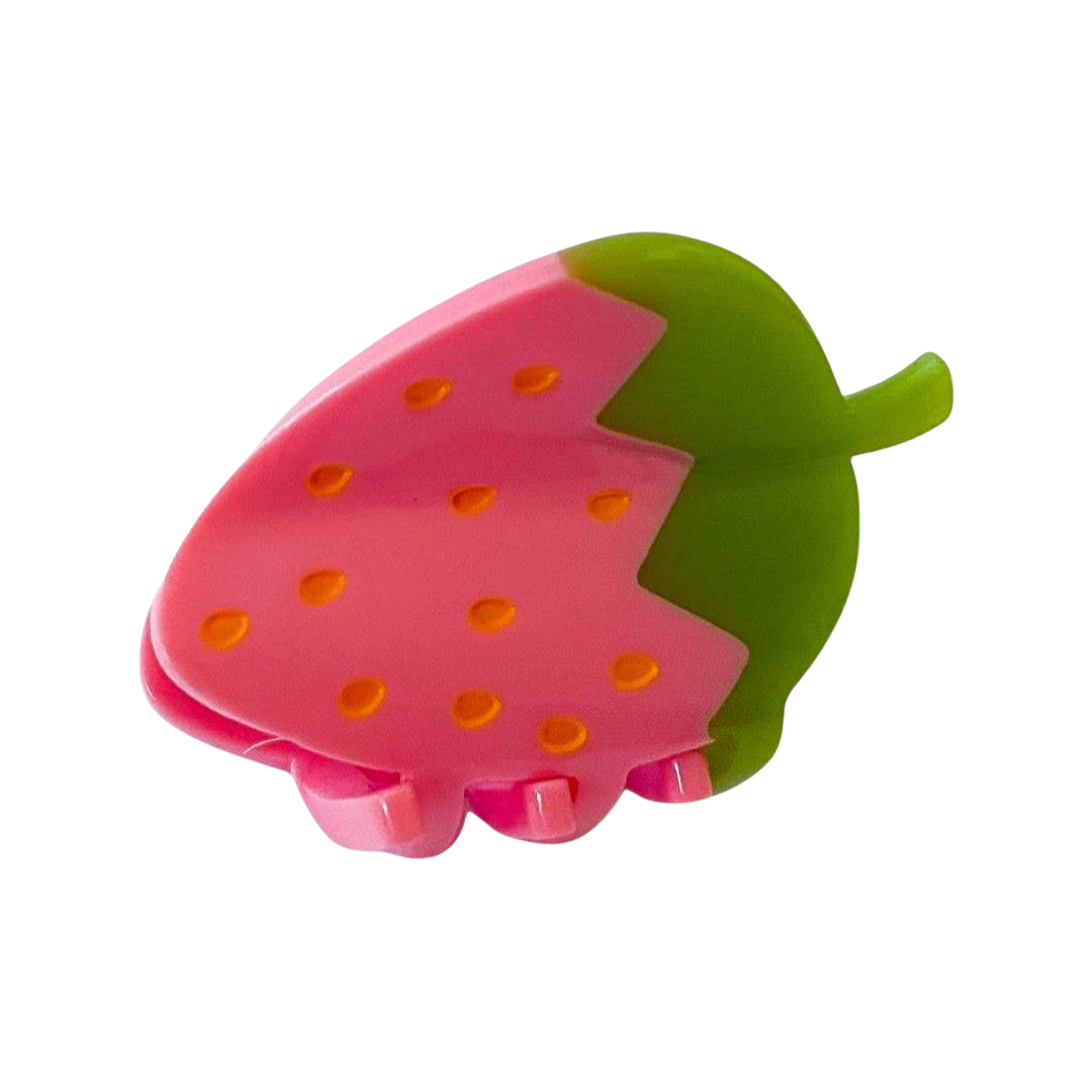 Mini Pink Strawberry Hair Claw Clip