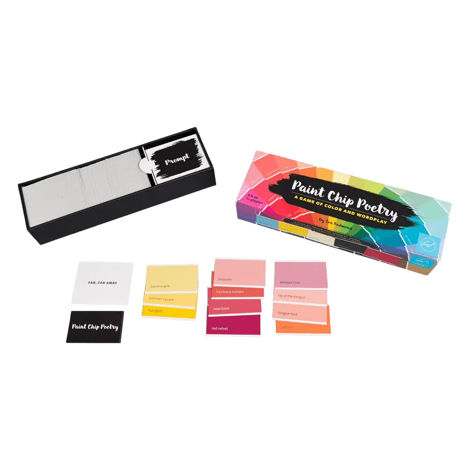 Color swatch cards with 'Paint Chip Poetry' packaging
