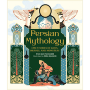 Book cover of 'Persian Mythology' with illustrations of gods and scenes.