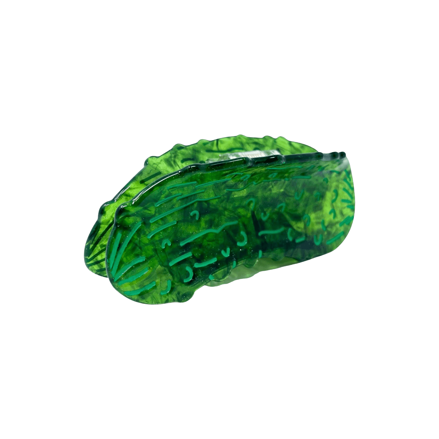 Green pickle-shaped hair clip