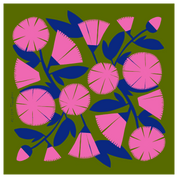 Pink & Green Dianthus Floral | 100% Silk Scarf
