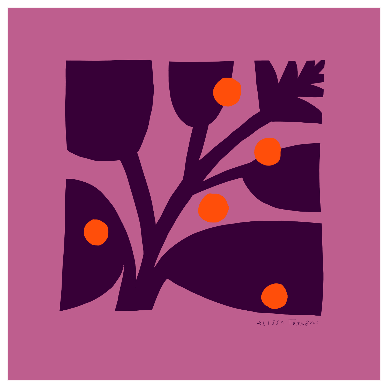 Purple & Red Botanical | 100% Silk Scarf