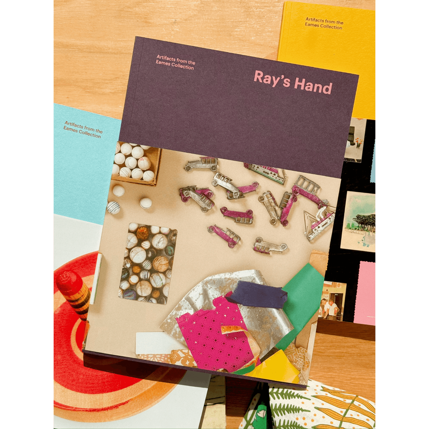 Book titled 'Ray's Hand' with colorful cover design on a wooden surface