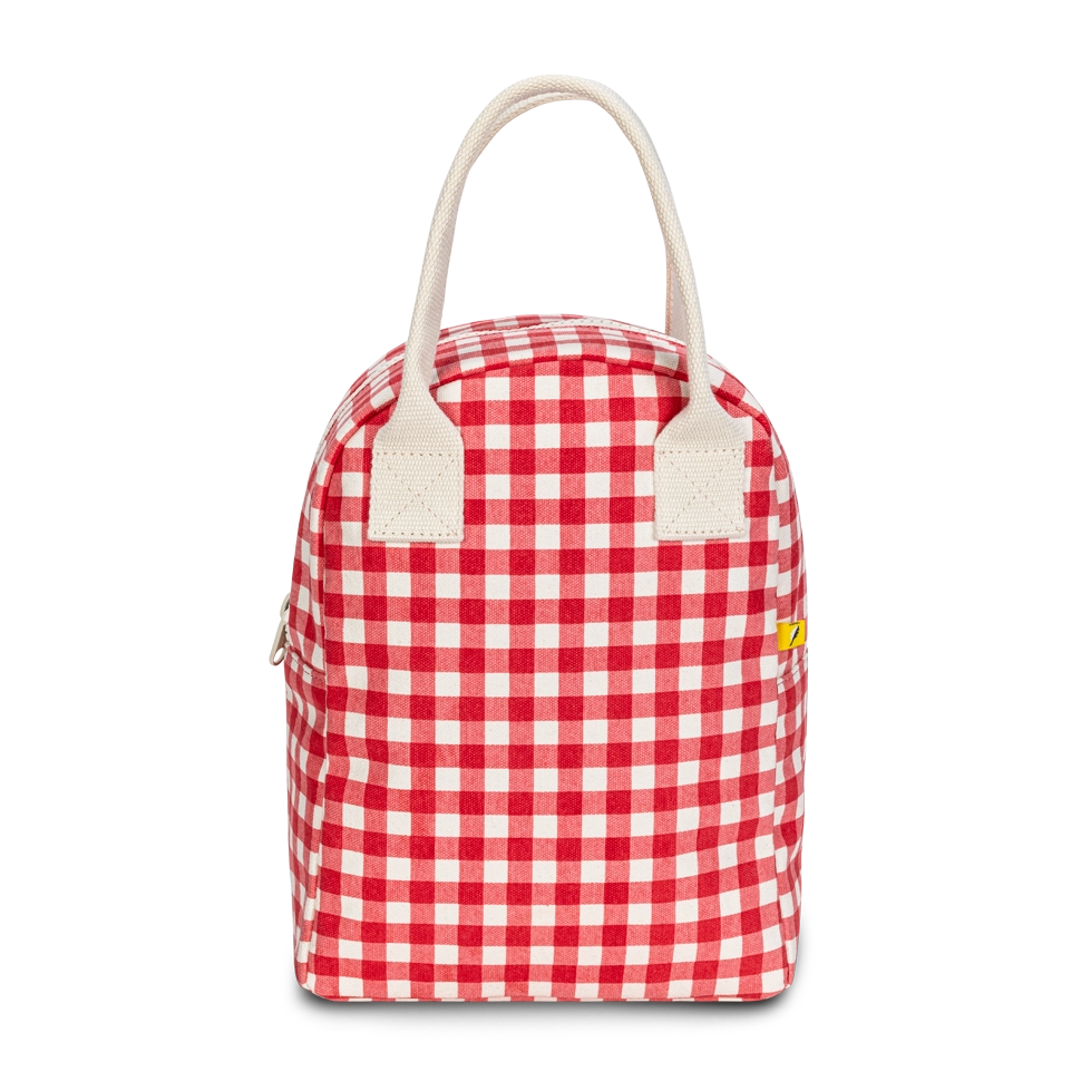 Red Gingham Organic Cotton Zipper Lunch Bag