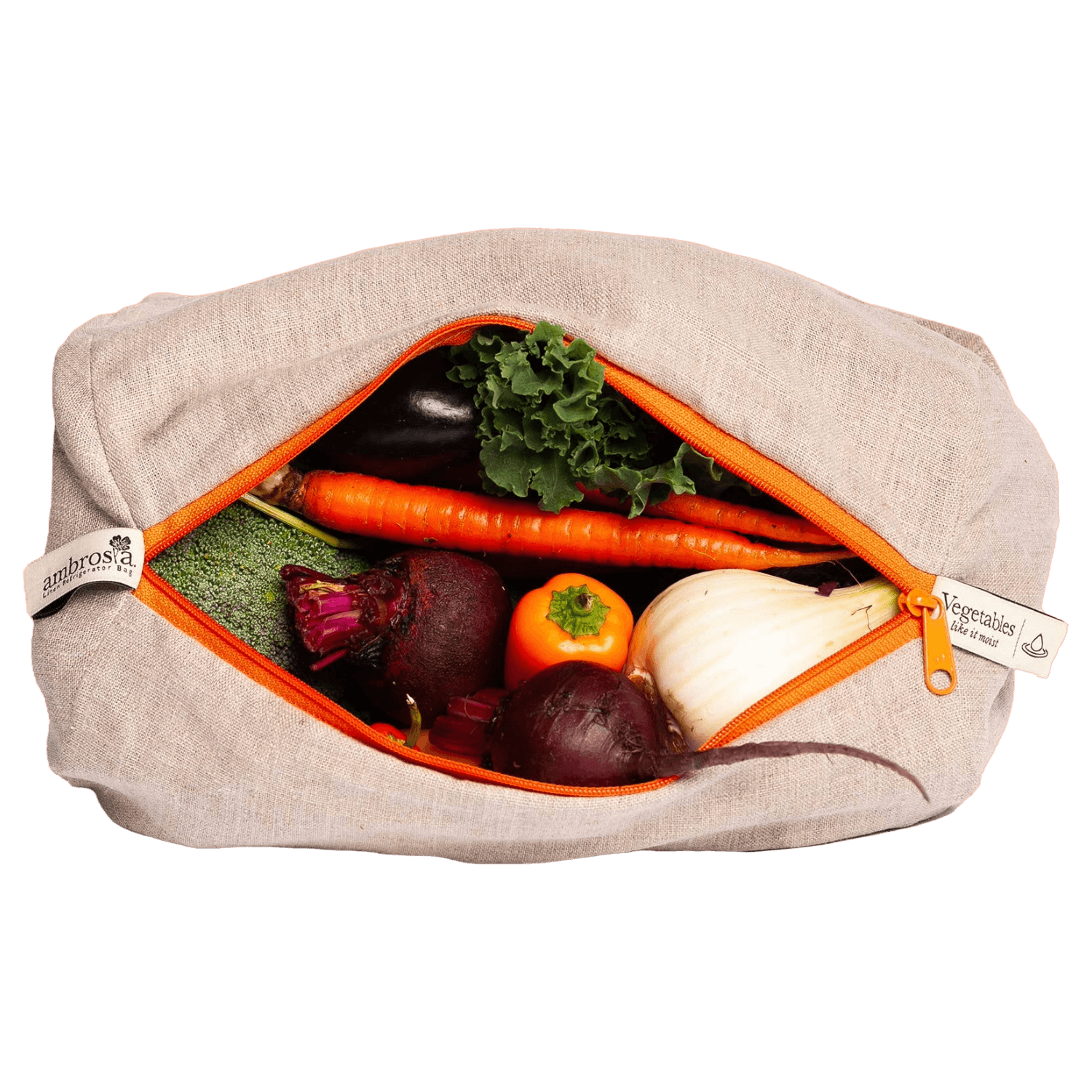 Reusable produce bag with vegetables inside.