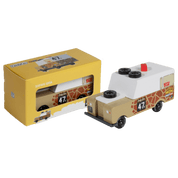 Toy truck with a yellow packaging box 