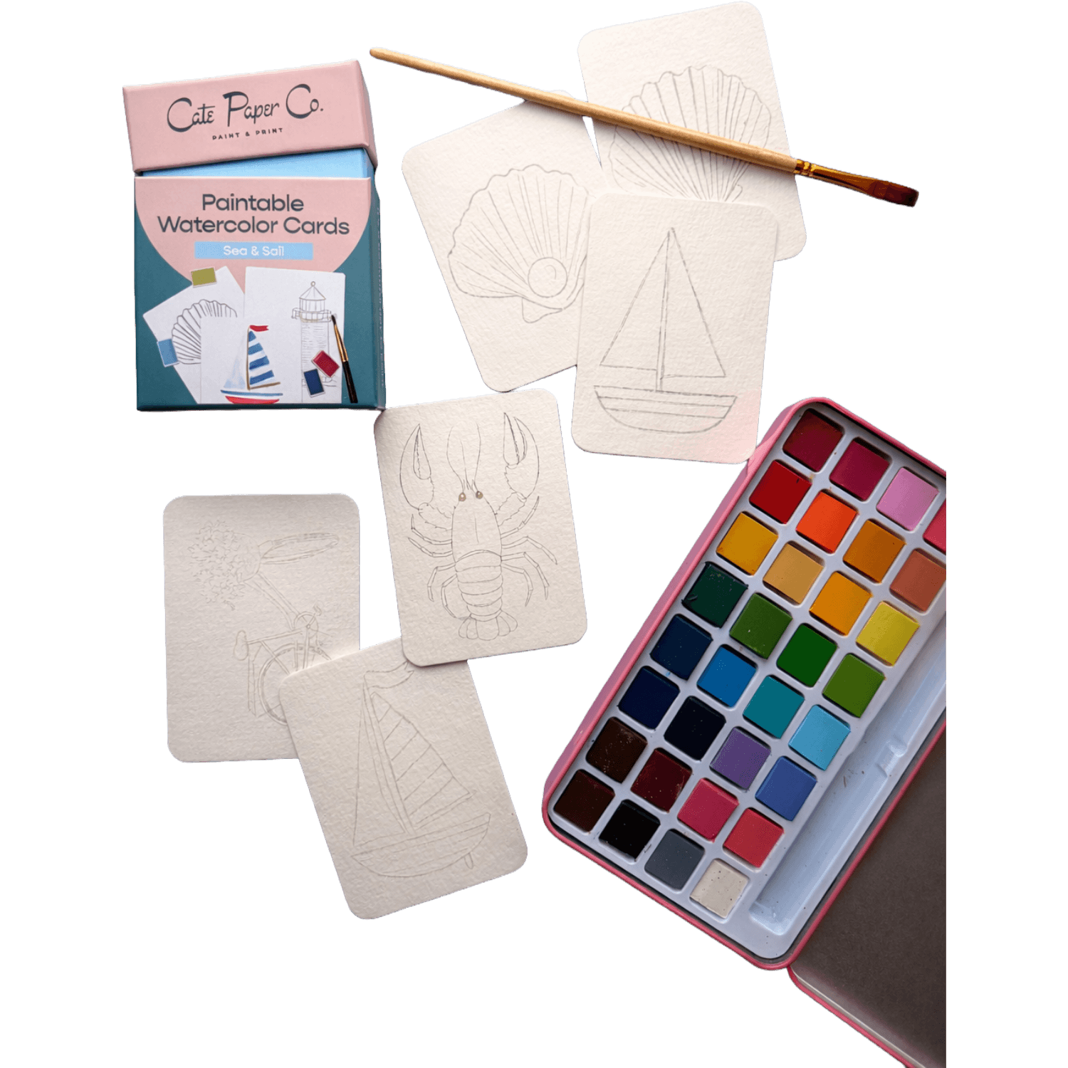 Sea and Sail | Paintable Watercolor Card Deck