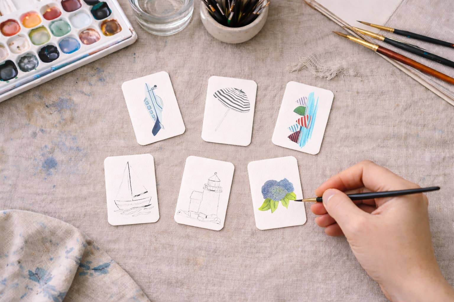 Sea and Sail | Paintable Watercolor Card Deck