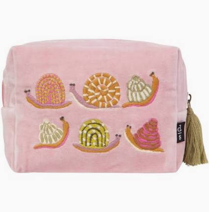 Gardenland - Pink Velvet Embroidered Pouch