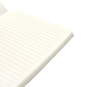 Open notebook with lined pages.