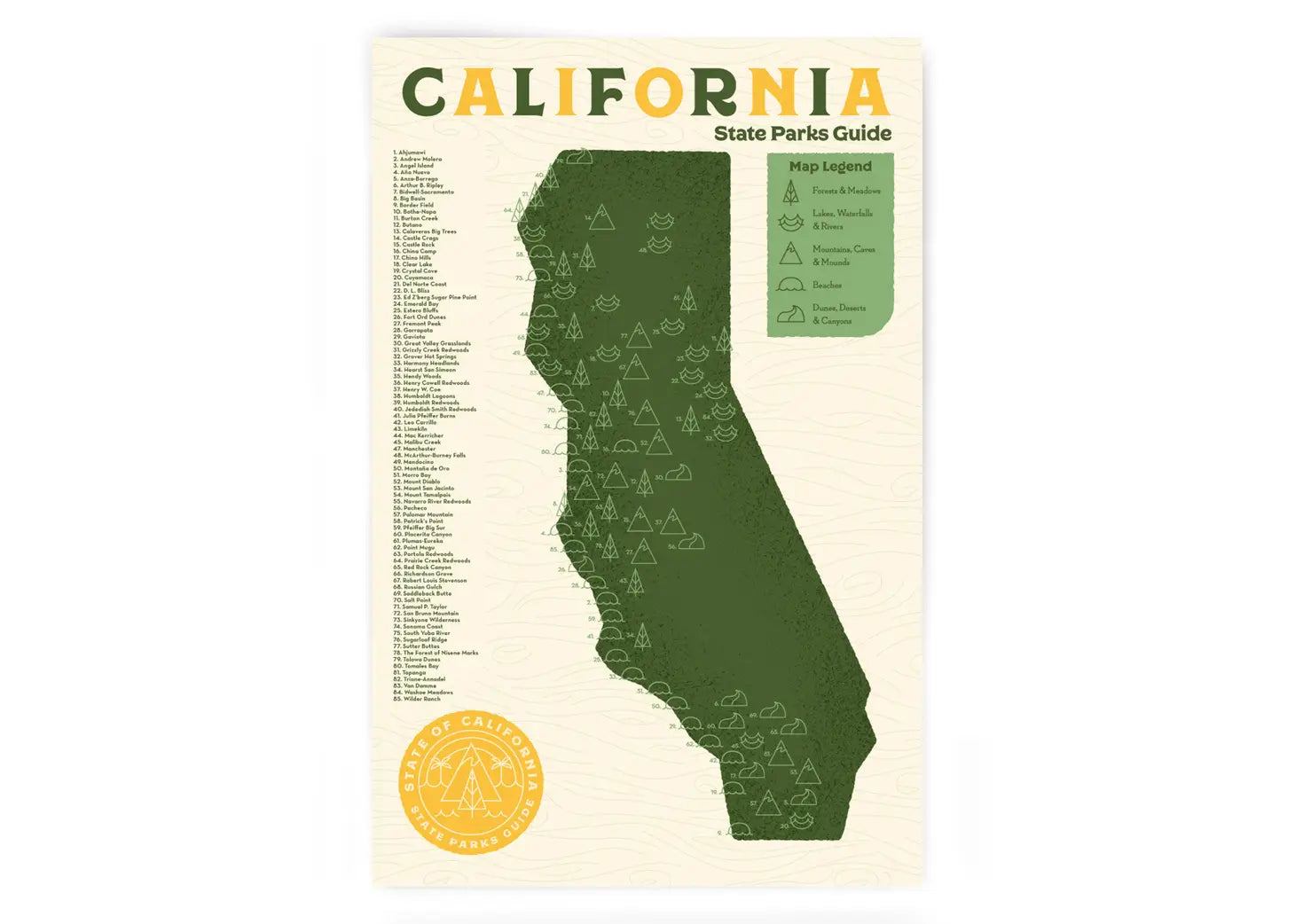 California State Park Checklist with Stickers