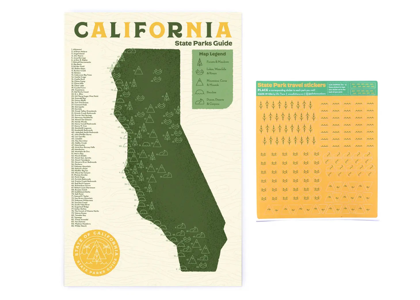 California State Park Checklist with Stickers