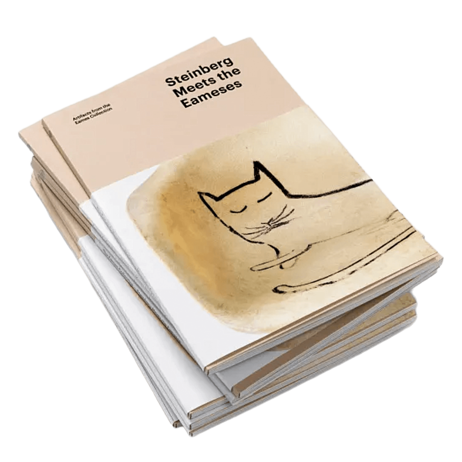 Book titled 'Steinberg Meets the Eameses' with a cat illustration on the cover.