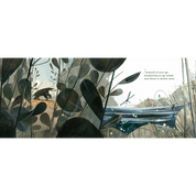Illustration of a forest scene with a boat and text overlay