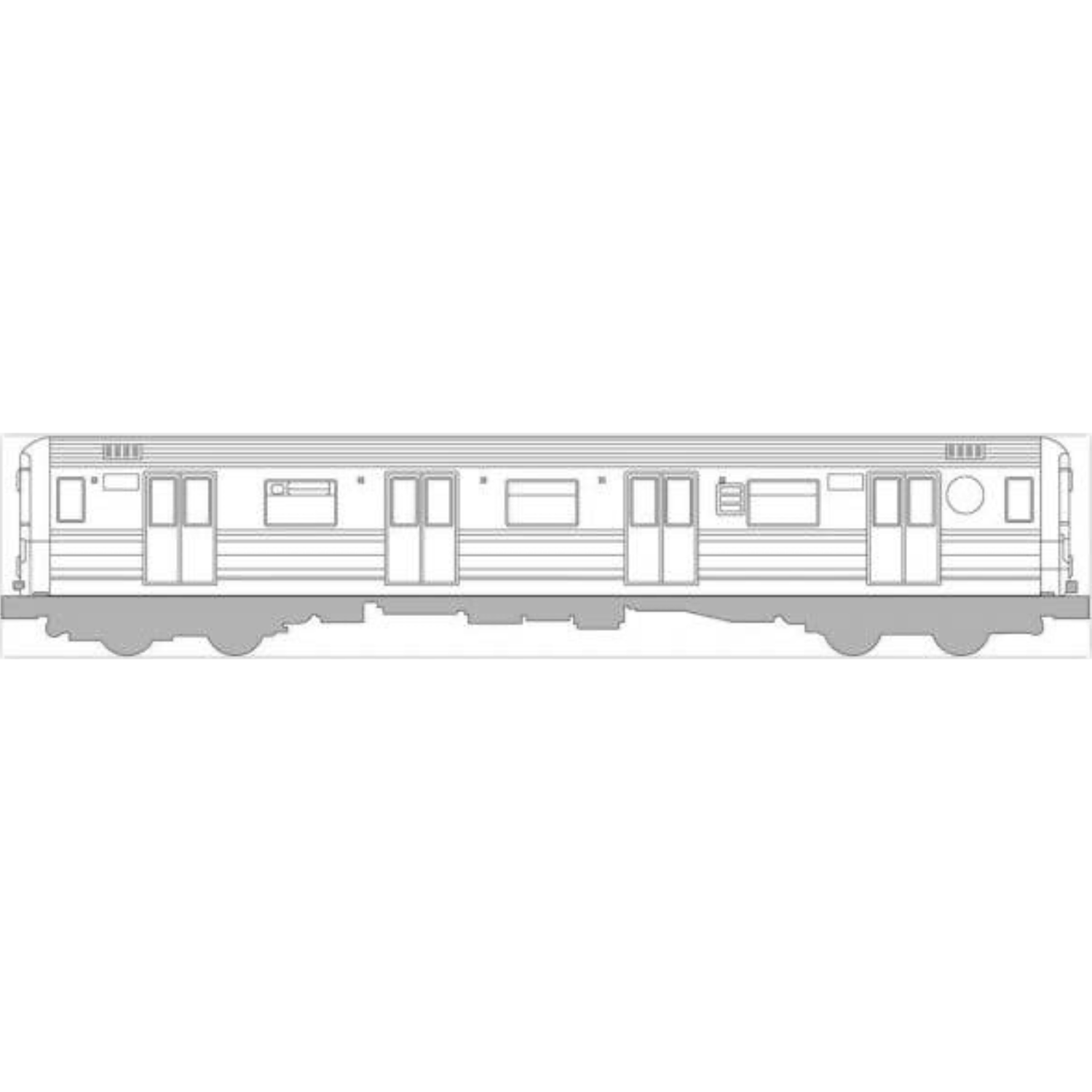 Outline of a train car on a white background