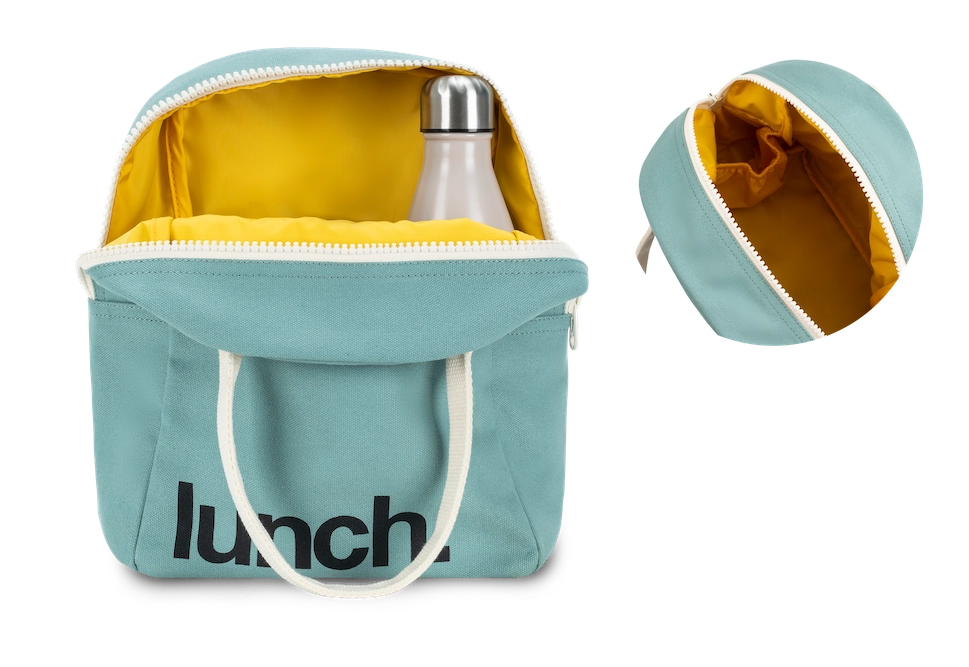 Teal Organic Cotton Zipper Lunch Bag