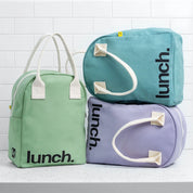 Teal Organic Cotton Zipper Lunch Bag