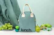 Teal Organic Cotton Zipper Lunch Bag