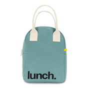 Teal Organic Cotton Zipper Lunch Bag