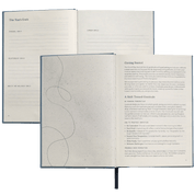 Open notebook with lined pages and text on how to get started.