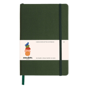 Green notebook with a visible white brand label