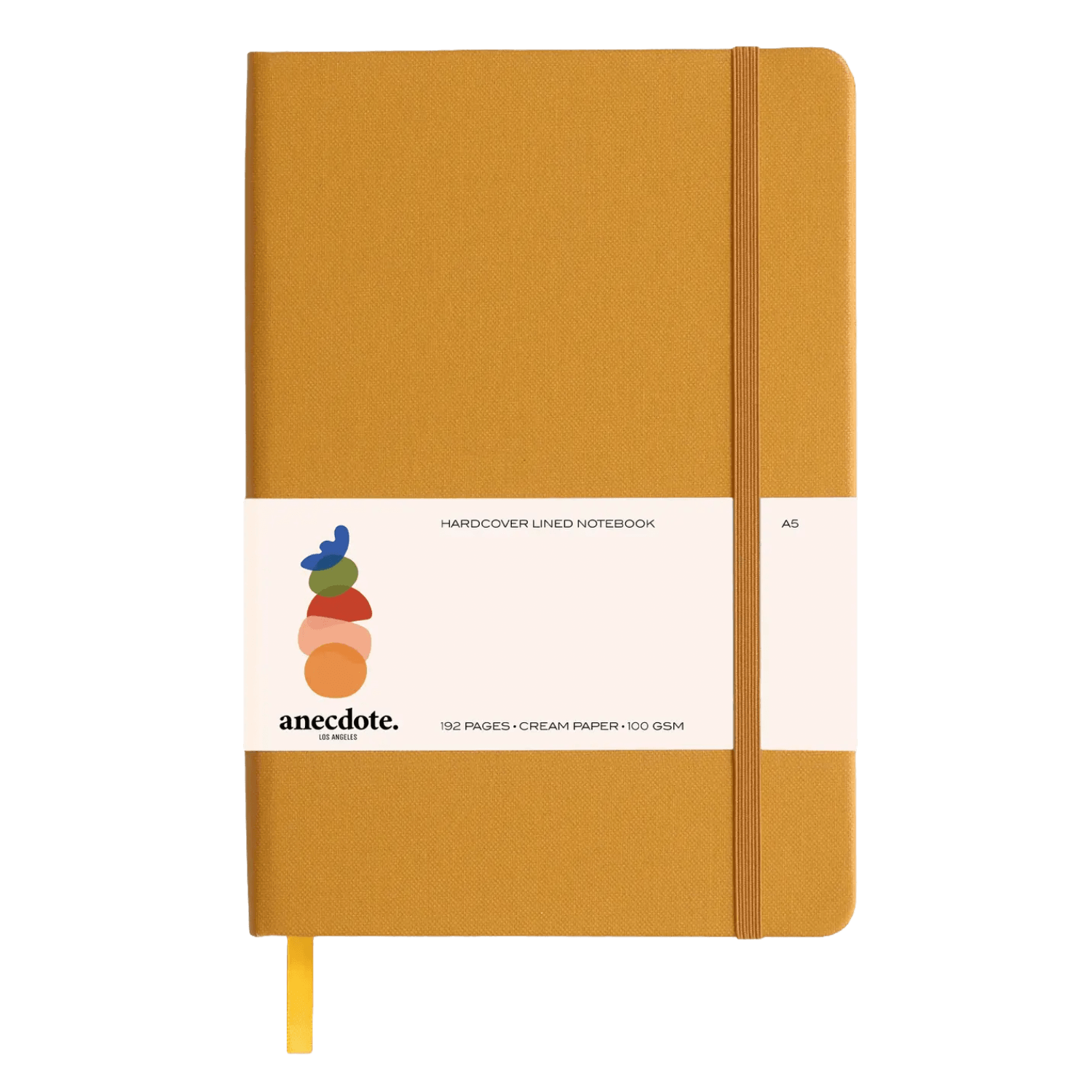 Yellow notebook with a white label