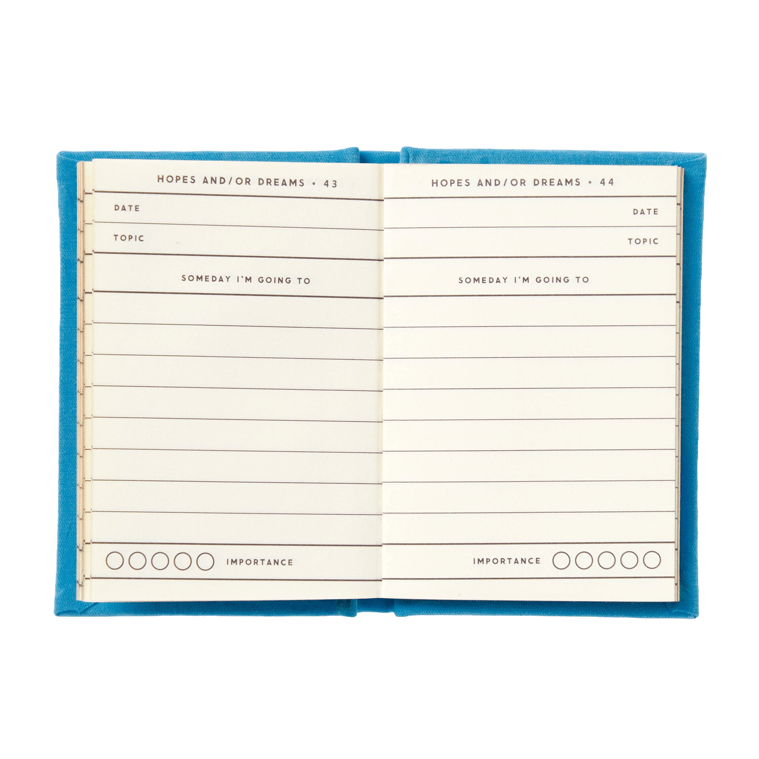 Open notebook with lined pages.