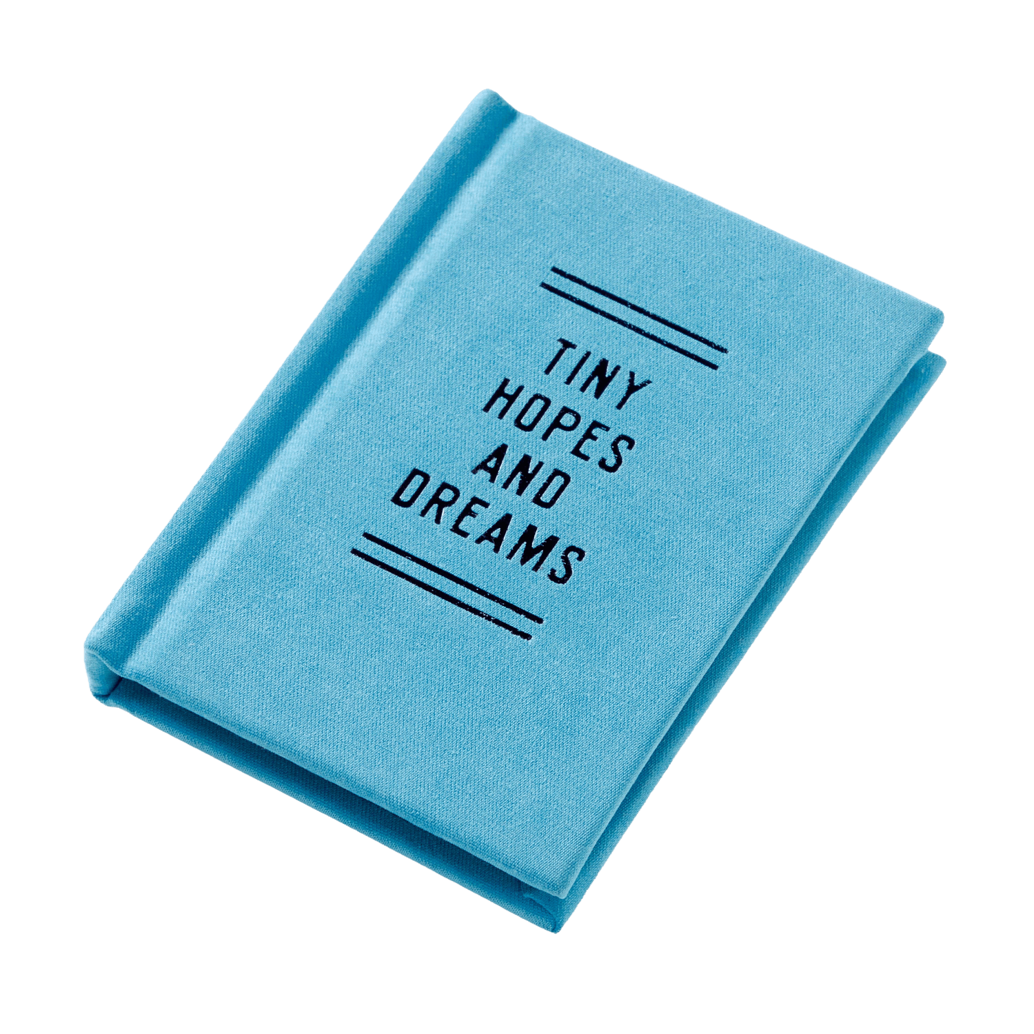 Blue notebook with 'Tiny Hopes and Dreams' text 