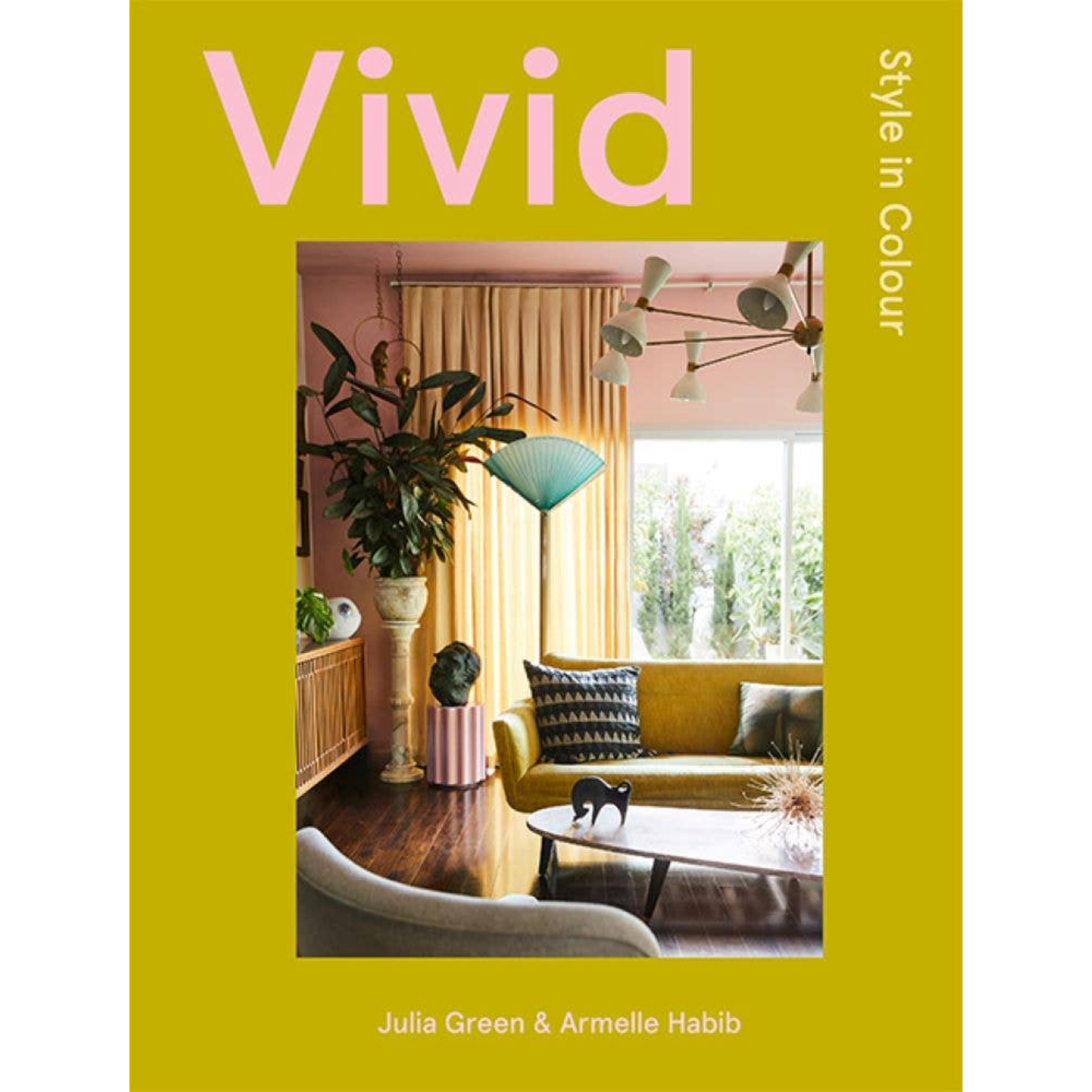 Book cover of 'Vivid: Style in Colour' with a living room scene and yellow background.