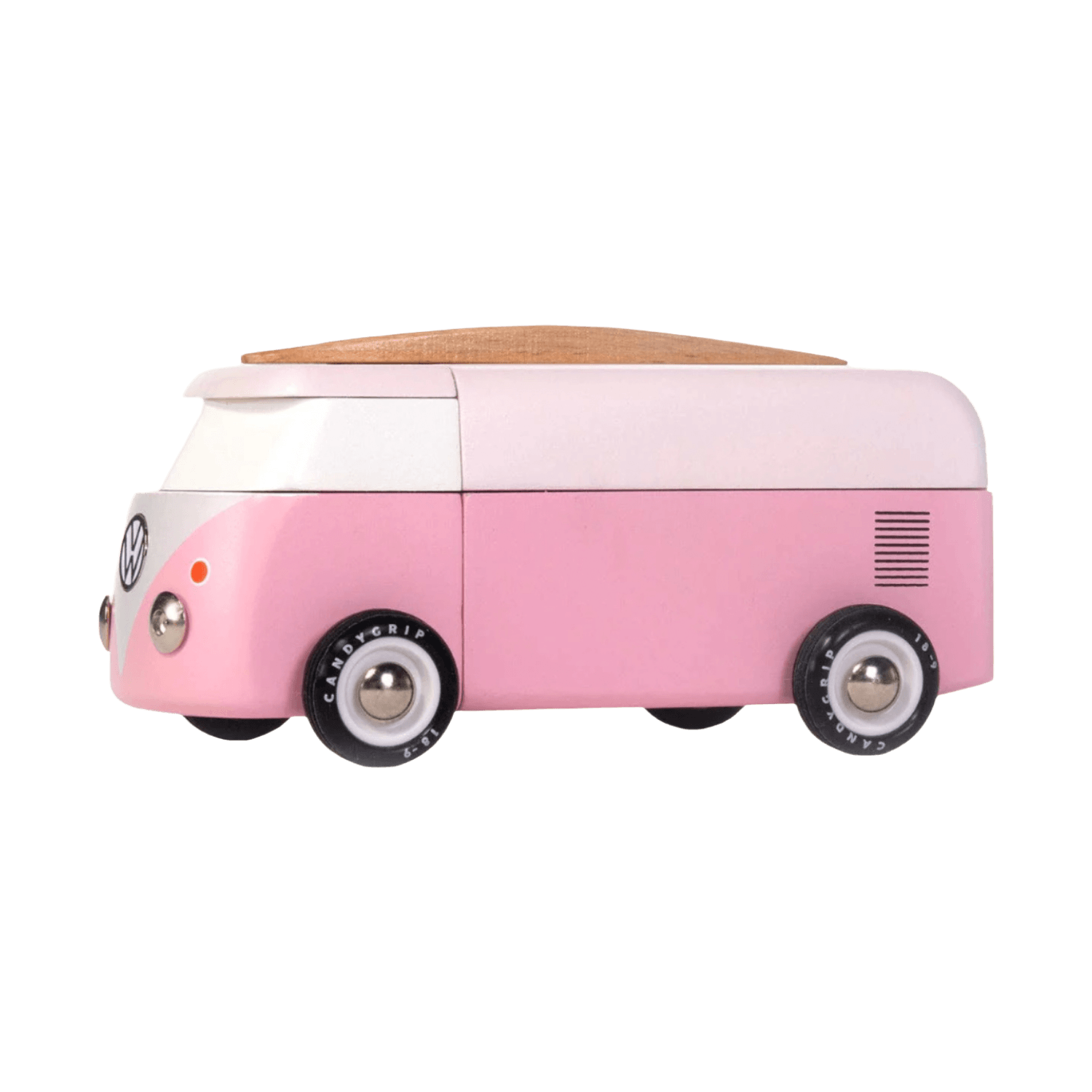 Pink toy van with white top