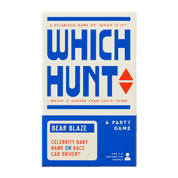 Game box for 'Which Hunt' with blue and red text on a white background