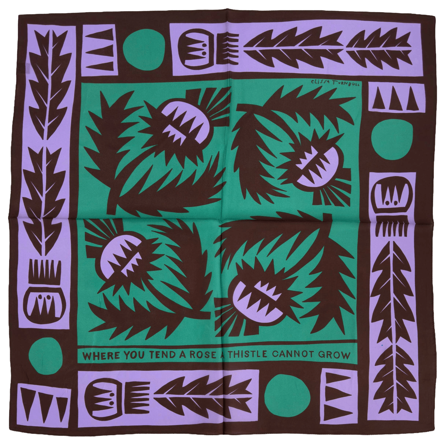 Wild Thistle Purple & Green | 100% Silk Scarf