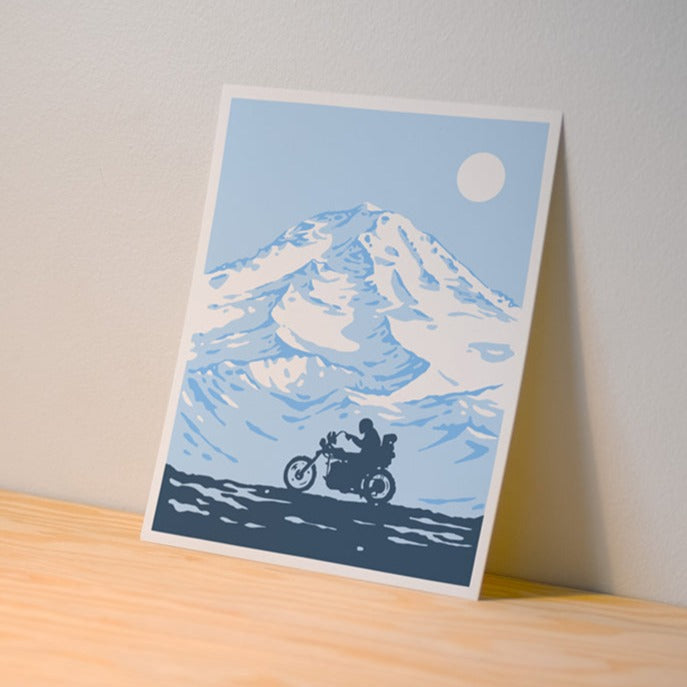 Winter Ride Mount Ranier Art Print