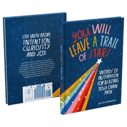 Book titled 'You Will Leave a Trail of Stars' with colorful design on a blue background