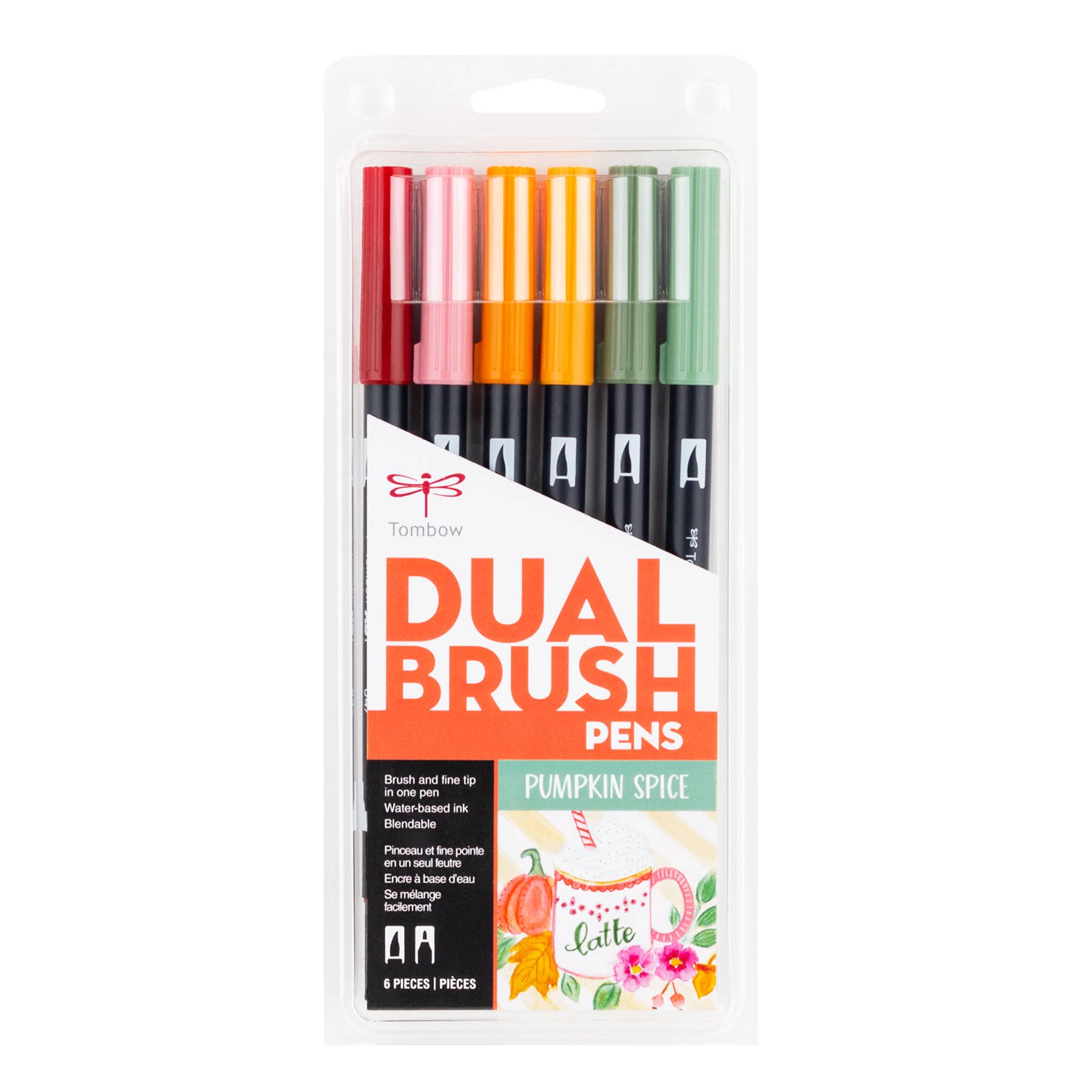 Tombow - Dual Brush Pen Art Markers, Pumpkin Spice, 6-Pack