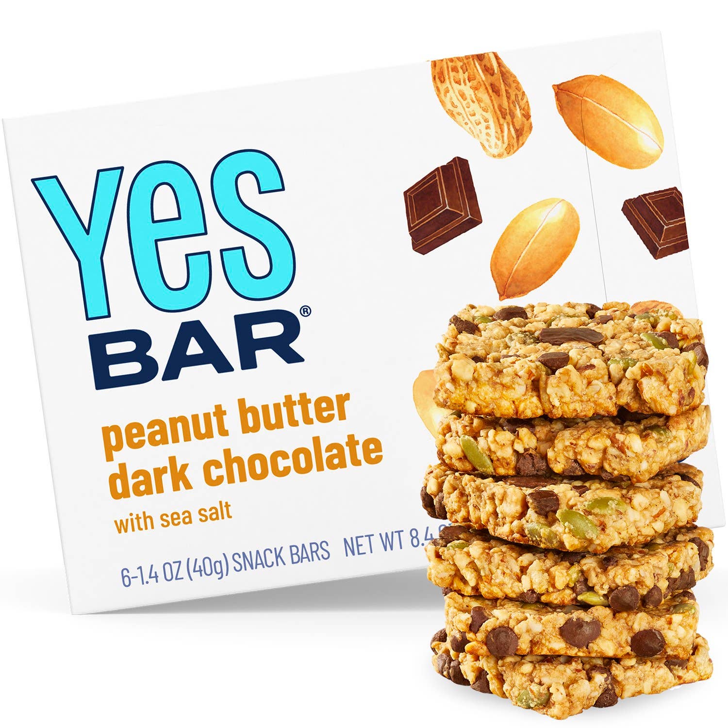 YES Bar® - Nutty, Chewy, Cookie Snack Bars - Peanut Butter Dark Chocolate - Gourmet Plant-Based Snack Bar
